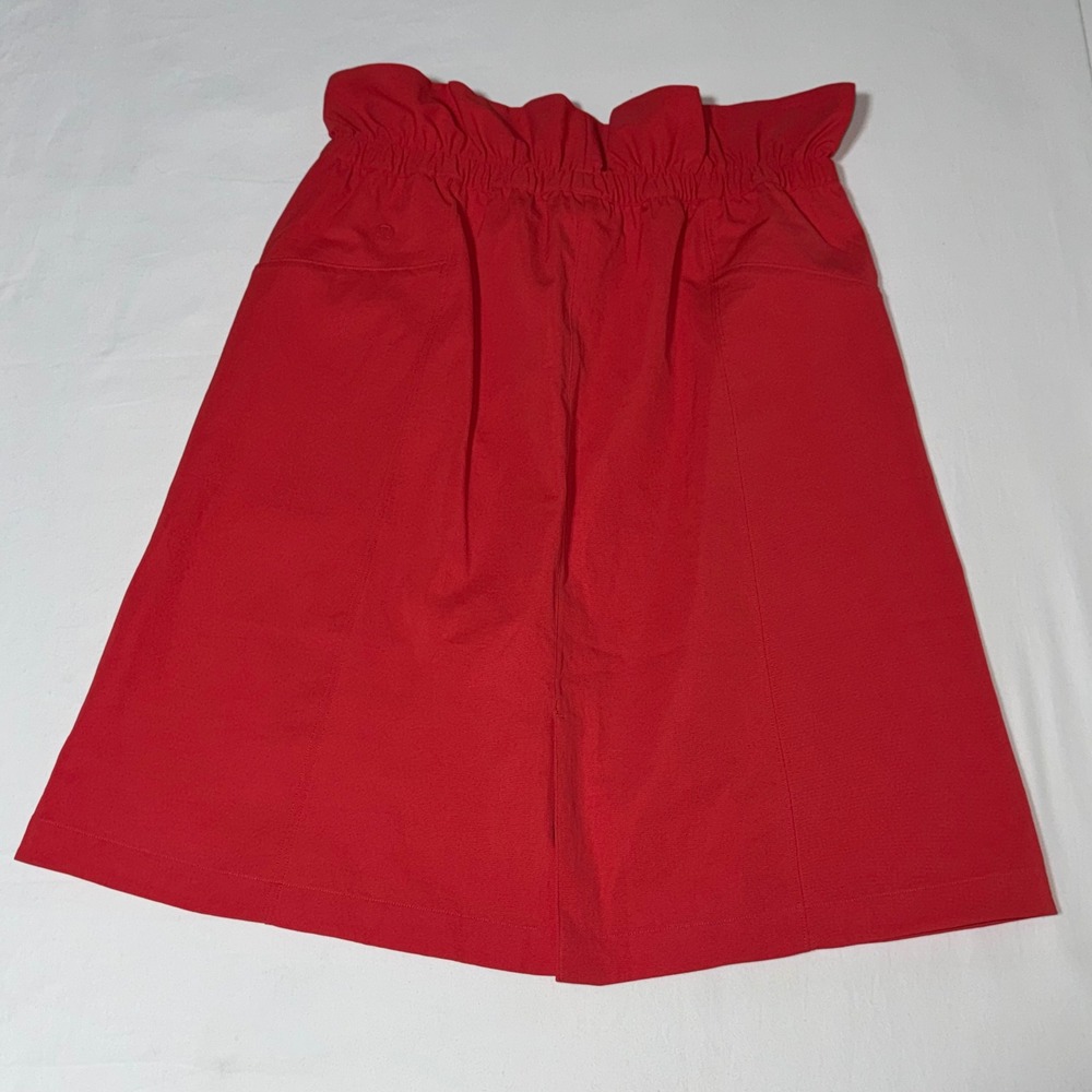Lululemon Trip Taker Skirt Size 8 Red Paperbag Linen Blend Pockets Elastic Waist - Picture 2 of 8